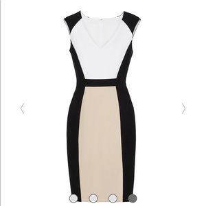SLEEVELESS V-NECK COLORBLOCK SHEATH DRESS